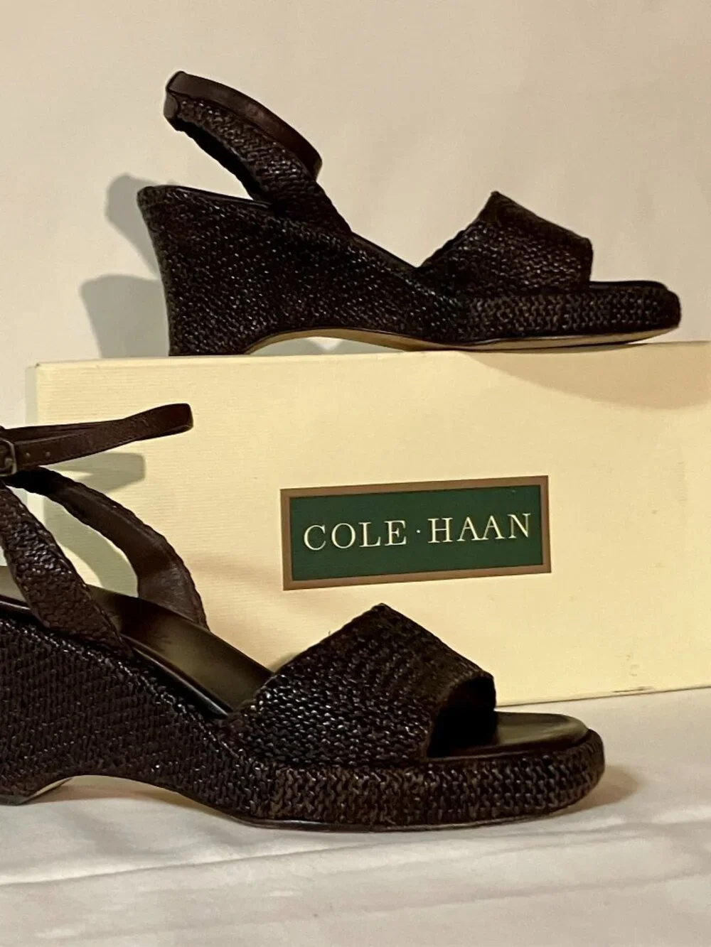 Vintage 90s Cole Haan Espresso Brown Leather Wedges